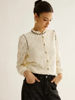 Hot Elegant Lettuce Trim Button Shirt Blouses & Shirts|Tops