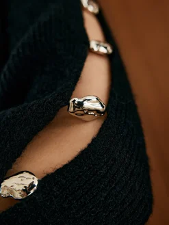 Best Elegant Metal-Detail Cutout Sweater Sweater Tops|Sweaters & Cardigans