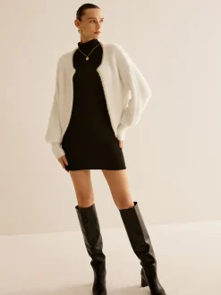Best Elegant Pearl Trim Fuzzy Cardiagn Cardigans|Sweaters & Cardigans