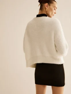 Best Elegant Pearl Trim Fuzzy Cardiagn Cardigans|Sweaters & Cardigans