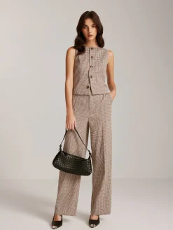 Outlet Elegant Plaid Button Vest Outerwear|Vests