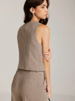 Outlet Elegant Plaid Button Vest Outerwear|Vests