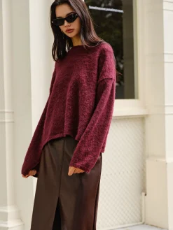 Online Elegant Plain Minky Sweater Sweater Tops|Sweaters & Cardigans