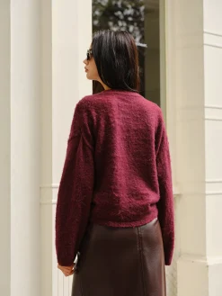 Online Elegant Plain Minky Sweater Sweater Tops|Sweaters & Cardigans