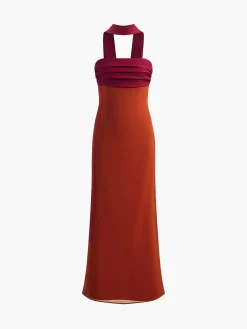 Sale Elegant Pleated Panel Slit Long Dress Casual Dresses|Cocktail & Party Dresses