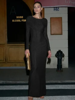 Elegant Pleated Purl Dress Black Dresses|Cocktail & Party Dresses