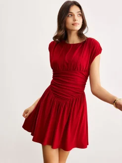 Clearance Elegant Pleated Ruffle Dress Cocktail & Party Dresses|Vacation Dresses