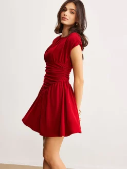 Clearance Elegant Pleated Ruffle Dress Cocktail & Party Dresses|Vacation Dresses