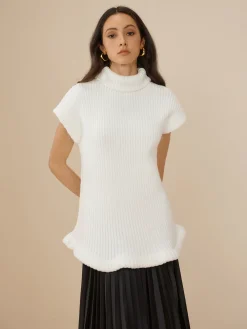 Clearance Elegant Ribbed Turtleneck Sweater Sweater Tops|Sweaters & Cardigans