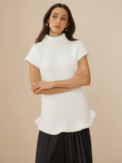Clearance Elegant Ribbed Turtleneck Sweater Sweater Tops|Sweaters & Cardigans