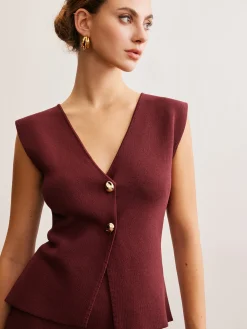 Hot Elegant Sleeveless Panel Skirt Set Skirt Sets|Long Sleeve Sets