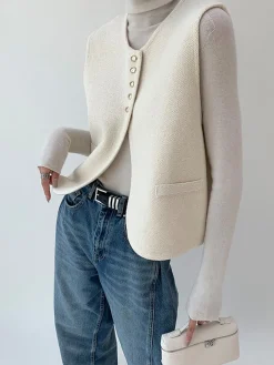 Online Elegant Split Sweater Vest Sweater Vests|Sweaters & Cardigans