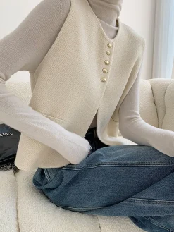 Online Elegant Split Sweater Vest Sweater Vests|Sweaters & Cardigans