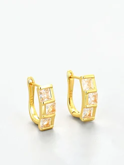 Online Elegant Square Zircon Hoop Earrings Earrings|Accessories