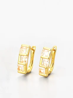 Online Elegant Square Zircon Hoop Earrings Earrings|Accessories