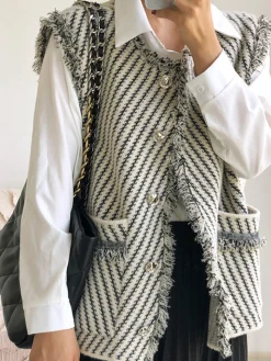 Elegant Tassel Vest Outerwear|Vests