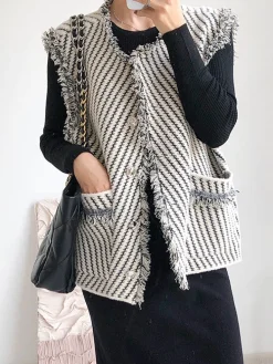 Elegant Tassel Vest Outerwear|Vests