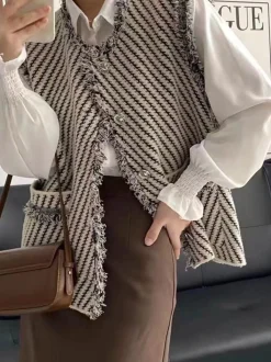 Elegant Tassel Vest Outerwear|Vests