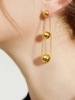Outlet Elegant Triple Ball Pendant Earrings Earrings|Accessories