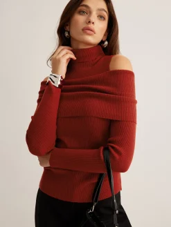 Outlet Elegant Turtleneck Cutout Knit Top Sweater Tops|Sweaters & Cardigans