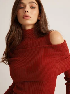 Outlet Elegant Turtleneck Cutout Knit Top Sweater Tops|Sweaters & Cardigans