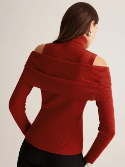 Outlet Elegant Turtleneck Cutout Knit Top Sweater Tops|Sweaters & Cardigans