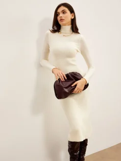 Sale Elegant Turtleneck Panel Sweater Dress Sweater Dresses|Sweater Dresses