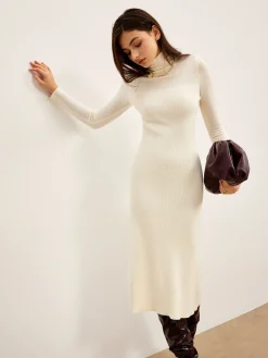 Sale Elegant Turtleneck Panel Sweater Dress Sweater Dresses|Sweater Dresses