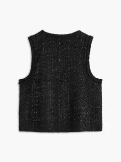 Clearance Elegant Tweed Pockets Vest Vests|Outerwear
