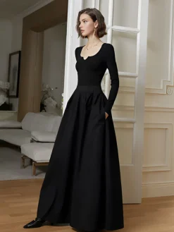 Sale Elegant Umbrella-Shape Panel Dress Black Dresses|Casual Dresses