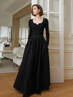 Sale Elegant Umbrella-Shape Panel Dress Black Dresses|Casual Dresses