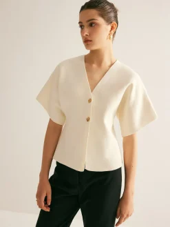 Sale Elegant V-Neck Button Knit Top Sweater Tops|Sweaters & Cardigans