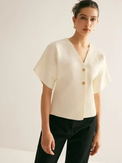 Sale Elegant V-Neck Button Knit Top Sweater Tops|Sweaters & Cardigans