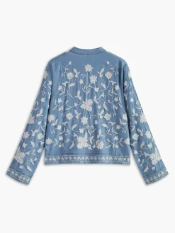 New Elegant V-Neck Embroidery Shirt Denim|Tops