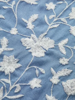 New Elegant V-Neck Embroidery Shirt Denim|Tops