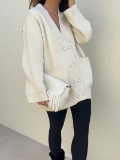 Clearance Elegant V-Neck Pockets Cardigan Cardigans|Sweaters & Cardigans