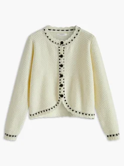 Elegant Wave Trim Cardigan Cardigans|Sweaters & Cardigans