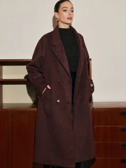 Outlet Elegant Wool-Blend Long Coat Outerwear|Coats
