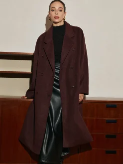 Outlet Elegant Wool-Blend Long Coat Outerwear|Coats