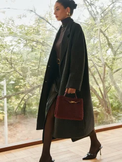 Outlet Elegant Wool-Blend Long Coat Outerwear|Coats