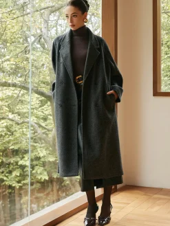 Outlet Elegant Wool-Blend Long Coat Outerwear|Coats