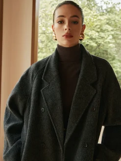 Outlet Elegant Wool-Blend Long Coat Outerwear|Coats