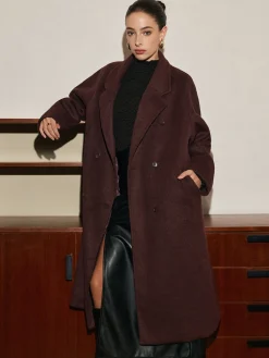 Outlet Elegant Wool-Blend Long Coat Outerwear|Coats