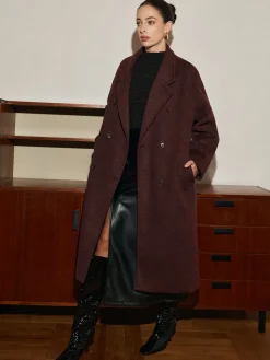 Outlet Elegant Wool-Blend Long Coat Outerwear|Coats
