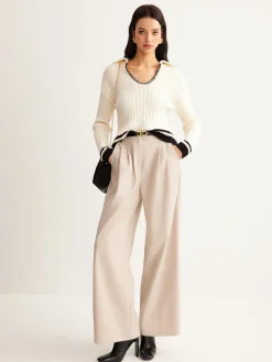Sale Embroidered Contrast Trim Cozy Sweater Sweater Tops|Sweaters & Cardigans