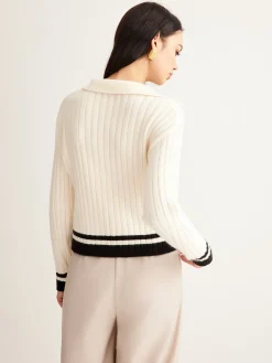 Sale Embroidered Contrast Trim Cozy Sweater Sweater Tops|Sweaters & Cardigans