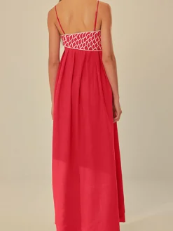 Sale Embroide Fish Spaghetti Strap Midi Dress Black Dresses|Vacation Dresses