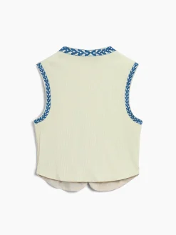 Discount Embroidered Floral Vest Outerwear|Vests