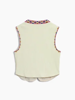 Discount Embroidered Floral Vest Outerwear|Vests