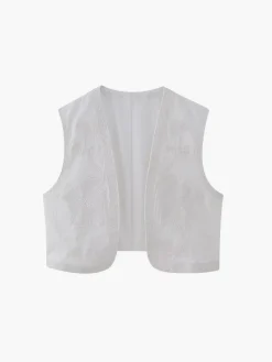 Discount Embroidered Floral Vest Outerwear|Vests